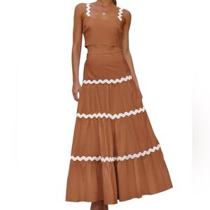 Pretty Garden Summer Two‎ Piece Gingerbread Brown Set NWT Sz XL